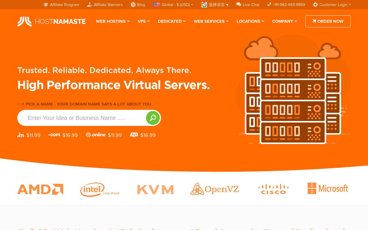 HostNamaste 官网截图